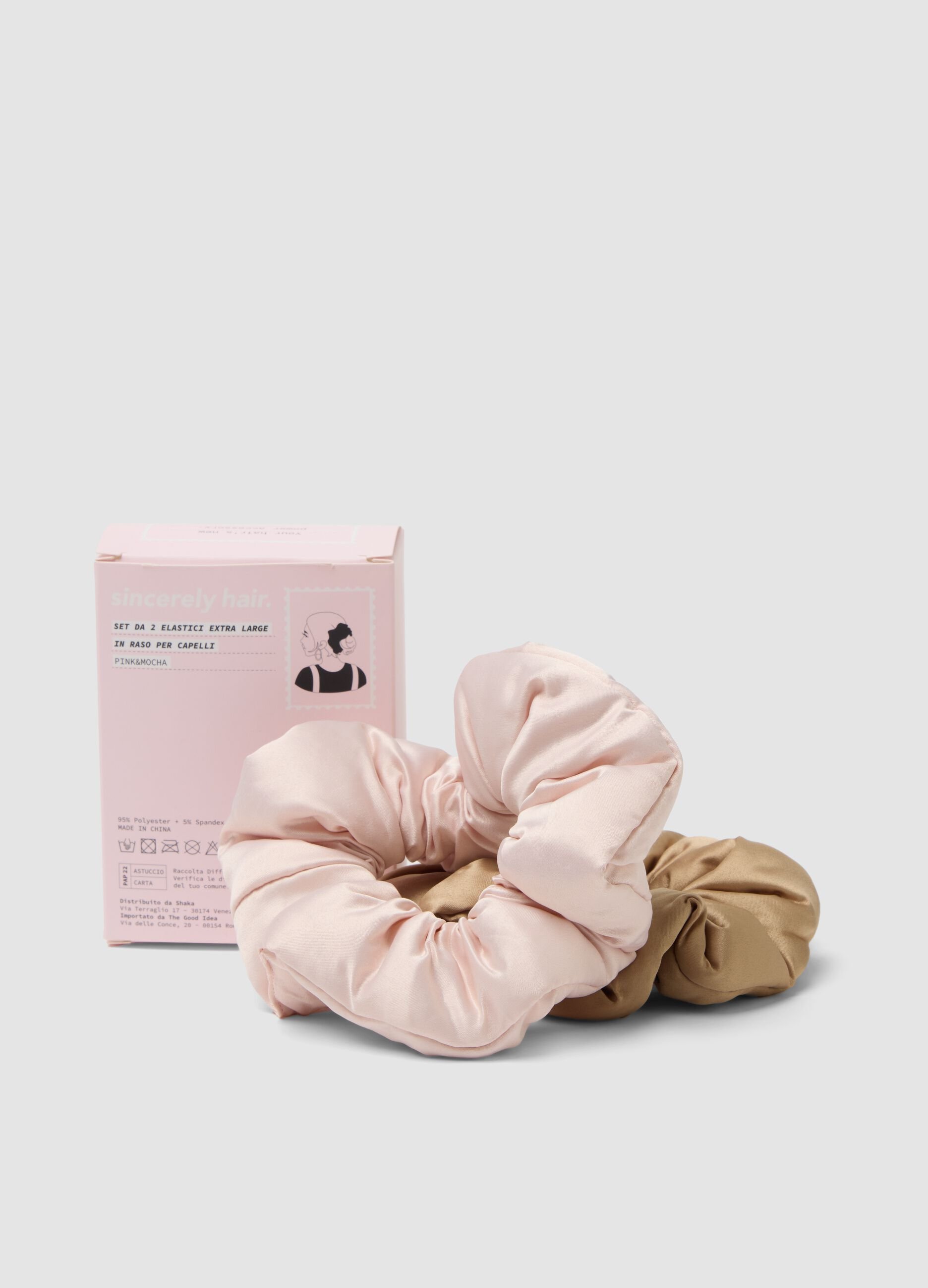 SINCERELY HAIR Feather-soft hair ties 2 pezzi XL Pink & Mocha