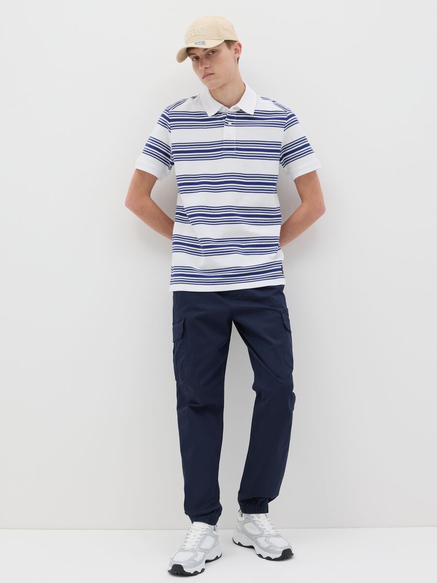Blue cargo joggers with drawstring_0
