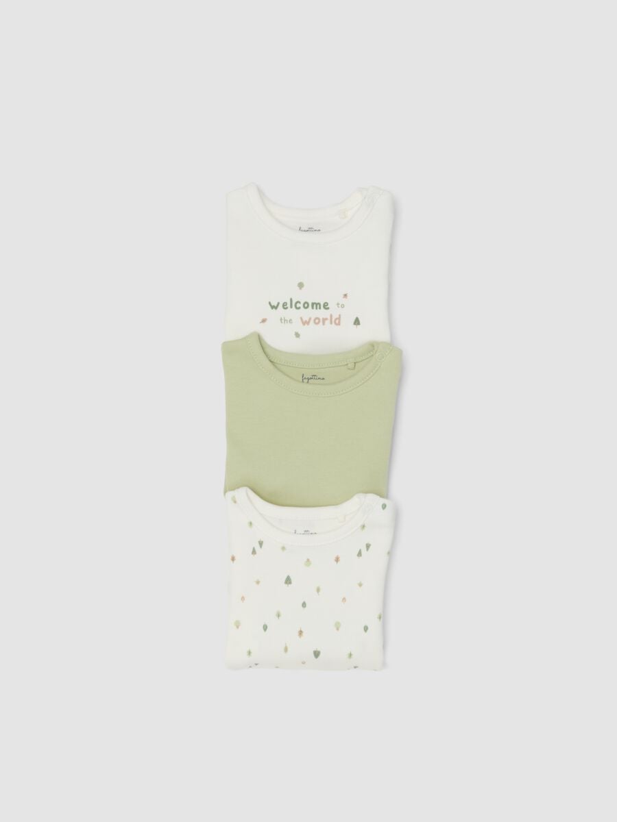 Tripack di body multicolor in puro cotone organico con stampa per neonato_2