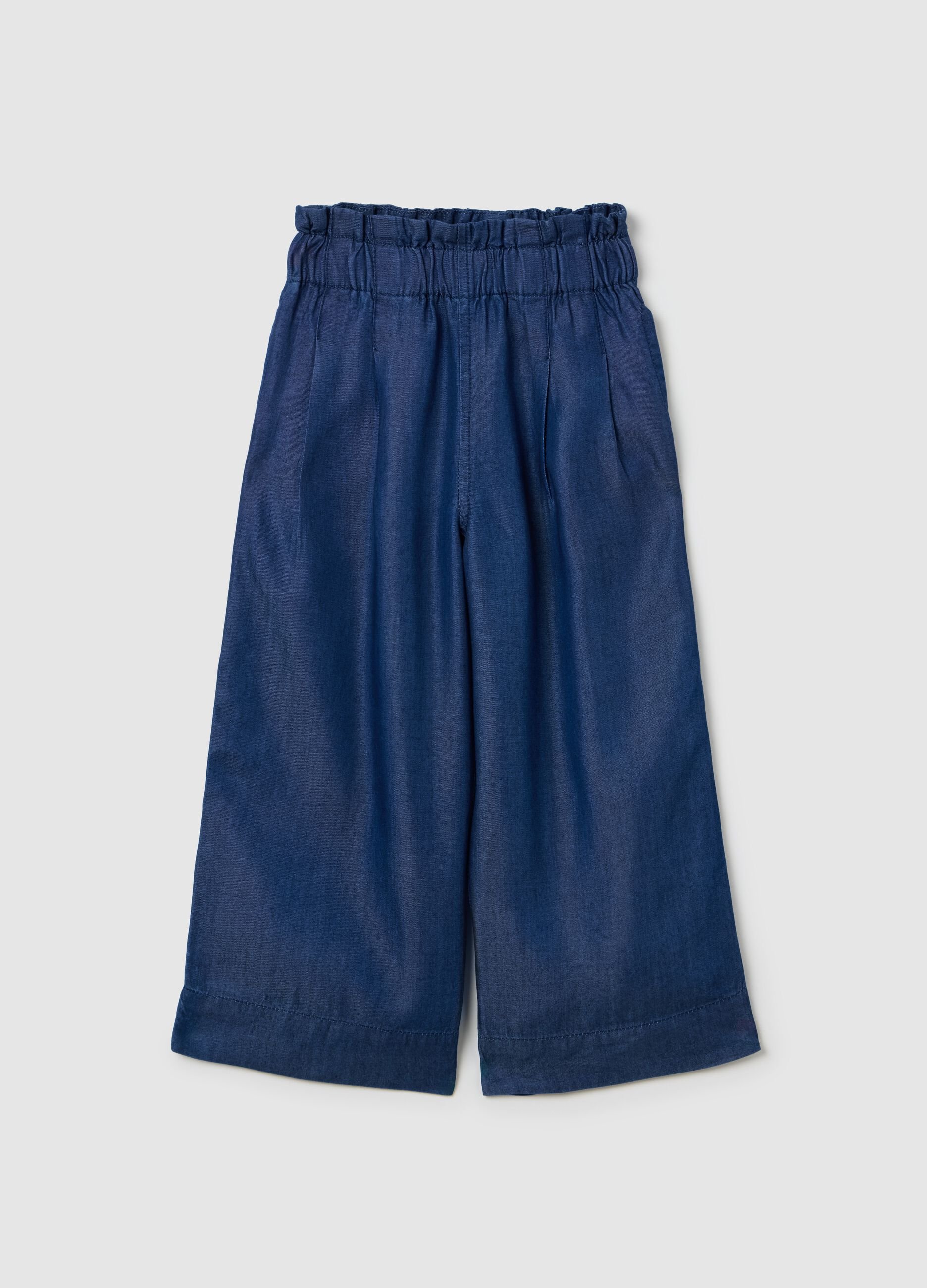 Blue wide-leg trousers in Lyocell
