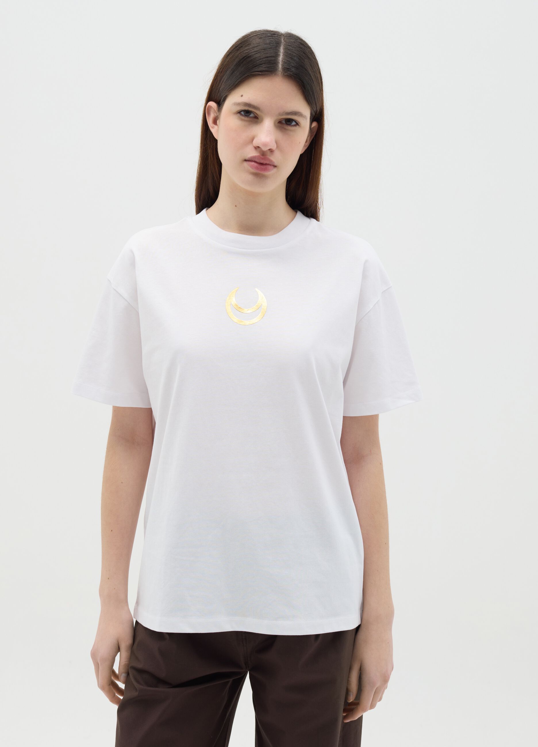 T-shirt bianca in cotone con stampa Sailor Moon