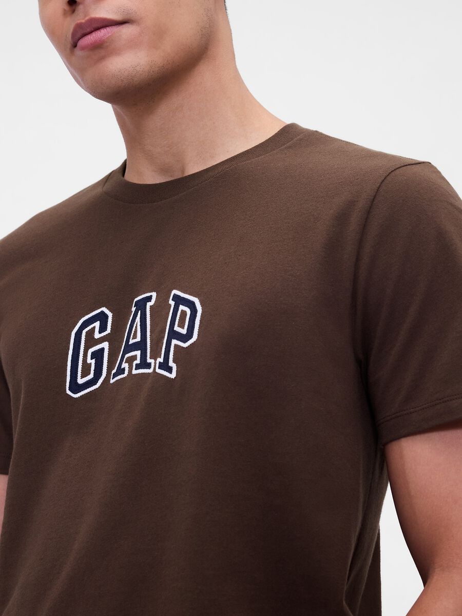 Brown short-sleeved cotton t-shirt_3