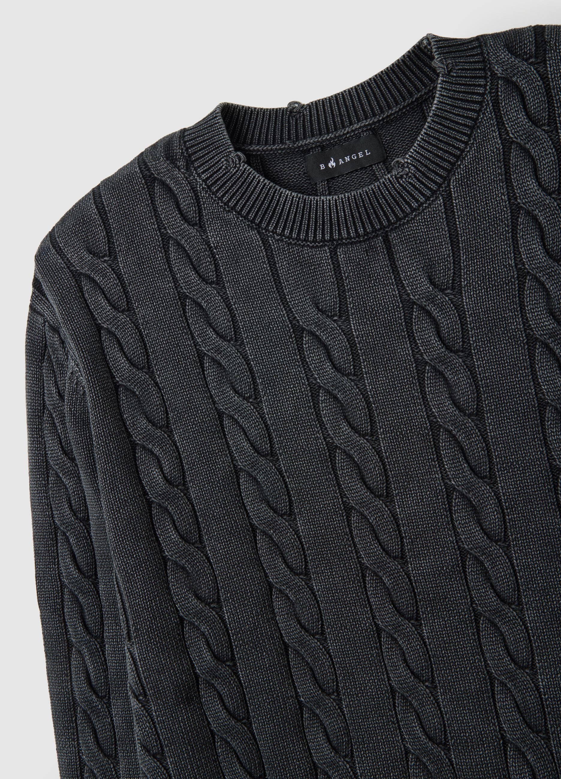Maglione in puro cotone grigio regular fit