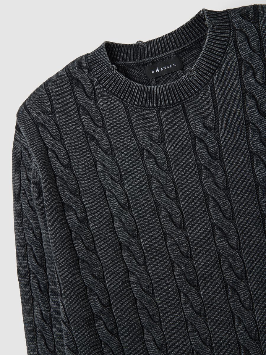Maglione in puro cotone grigio regular fit_1