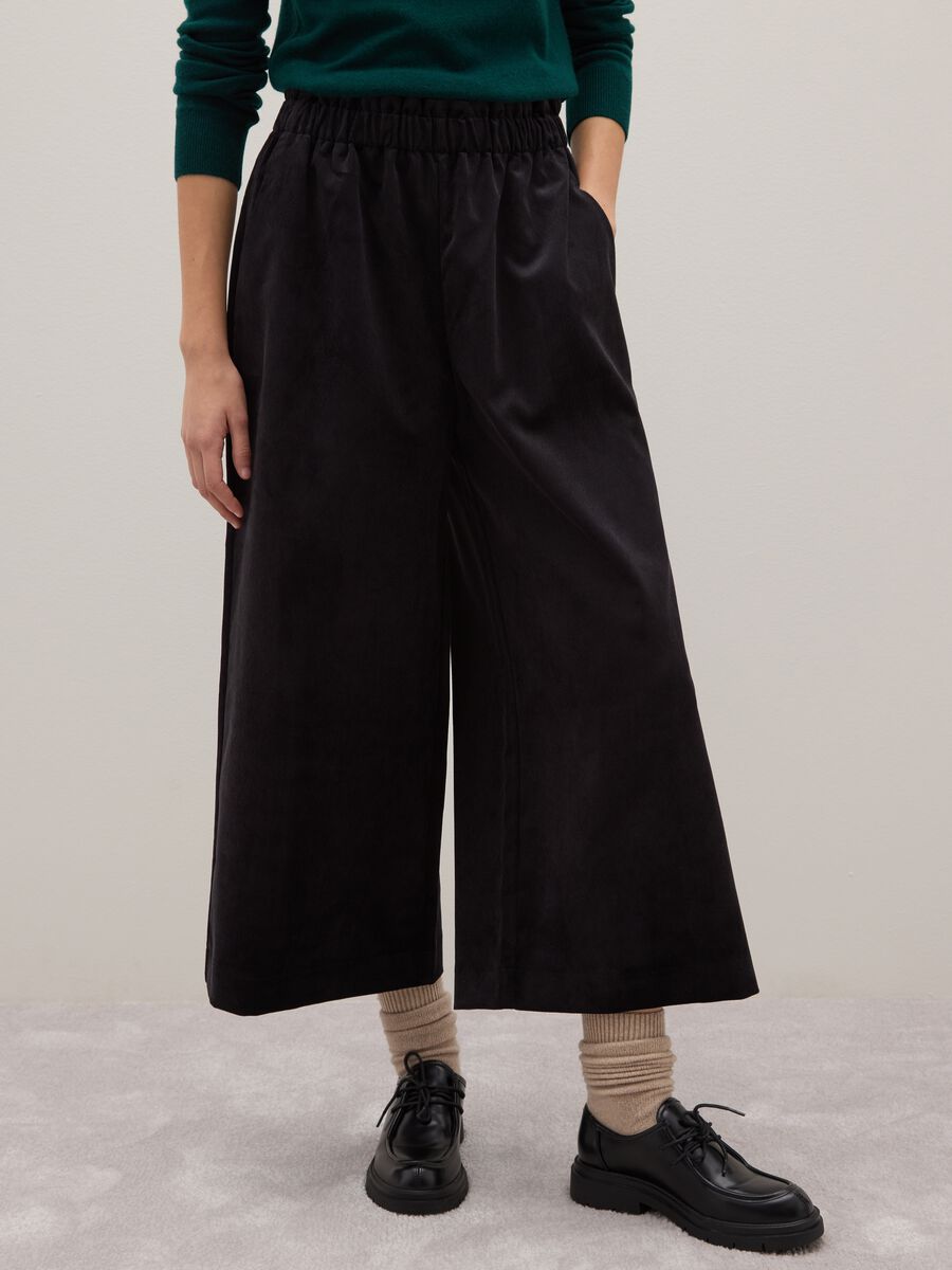 Regular Fit Black Velvet Trousers_1