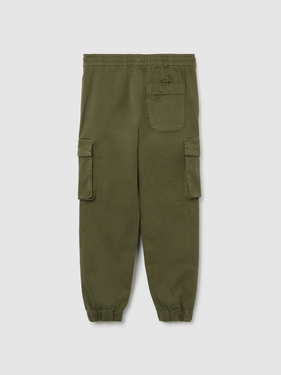 Boys' Stretch Cotton Blend Green Trousers_1