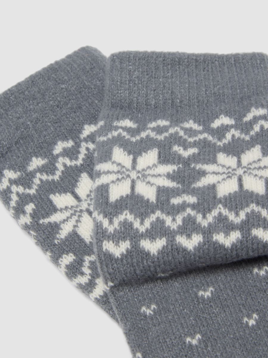 Calzini grigi melange in tessuto elasticizzato jacquard_1
