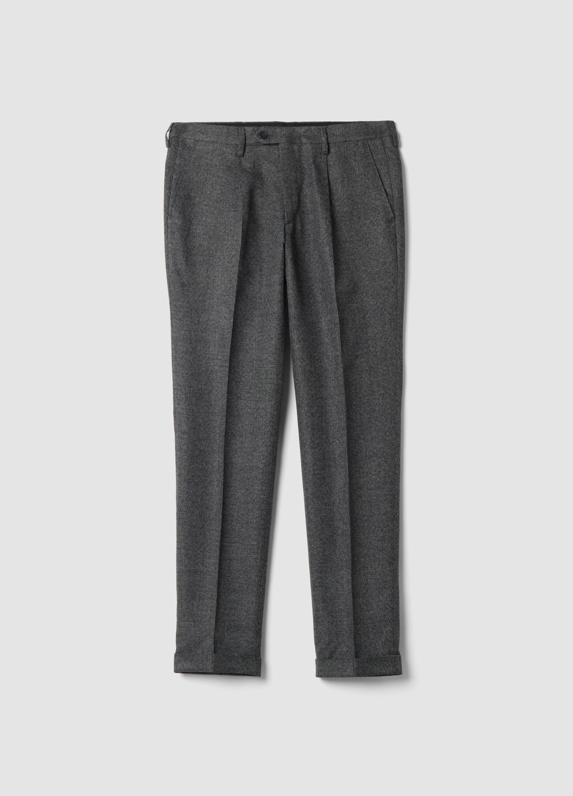 Grey slim-fit formal trousers in stretch viscose