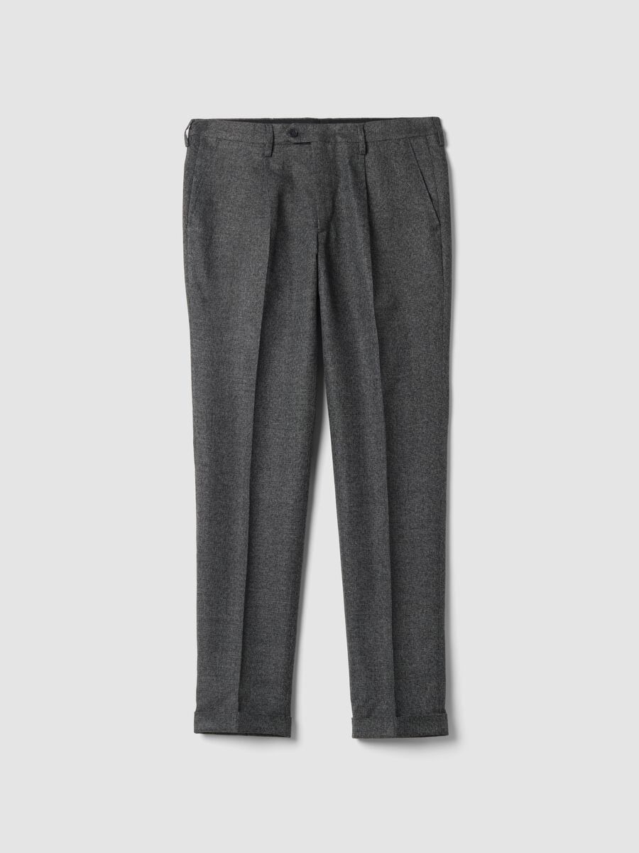 Pantaloni formali grigi in viscosa elasticizzata slim fit_0