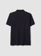 Black pure cotton piqu&eacute; polo with classic collar, regular fit_1