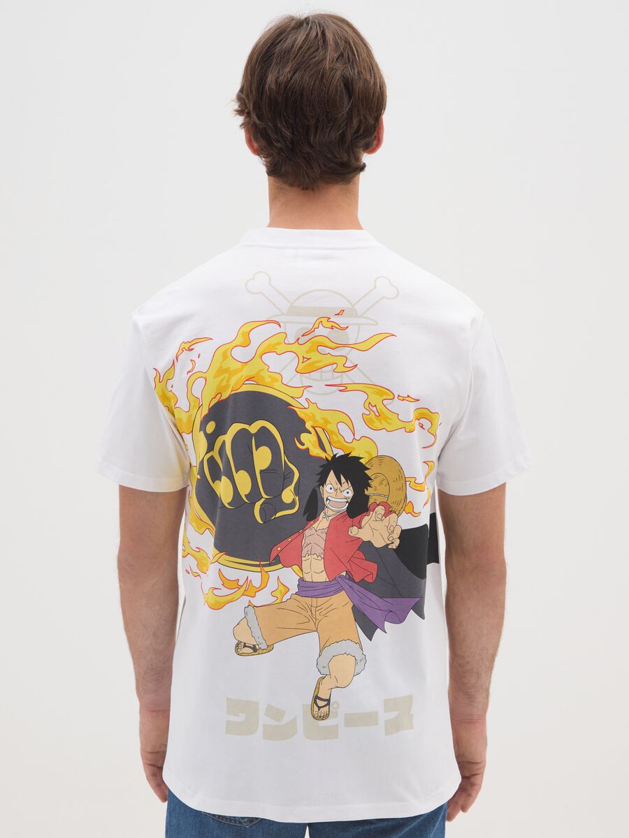 T-shirt in puro cotone bianca con logo One Piece_2