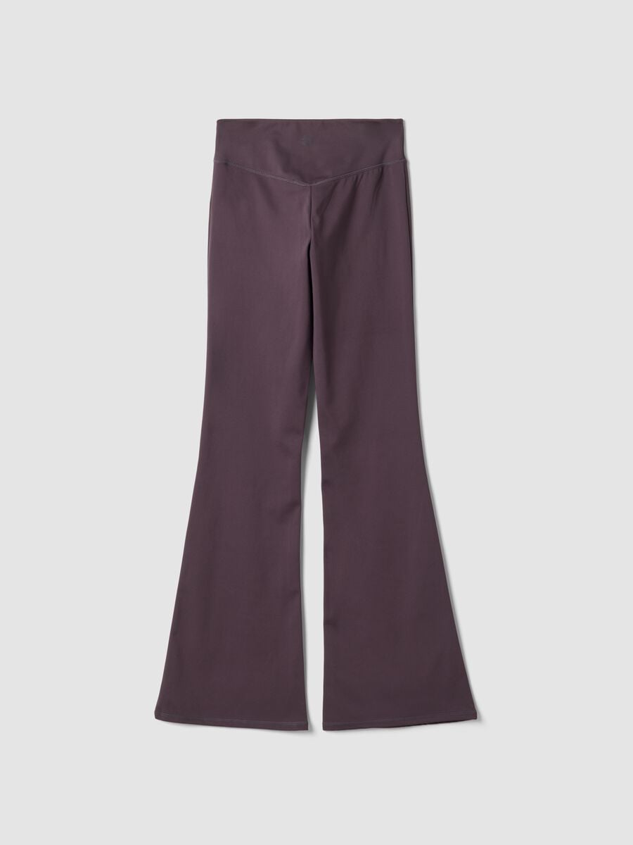 Brown flared leggings in stretch fabric_6