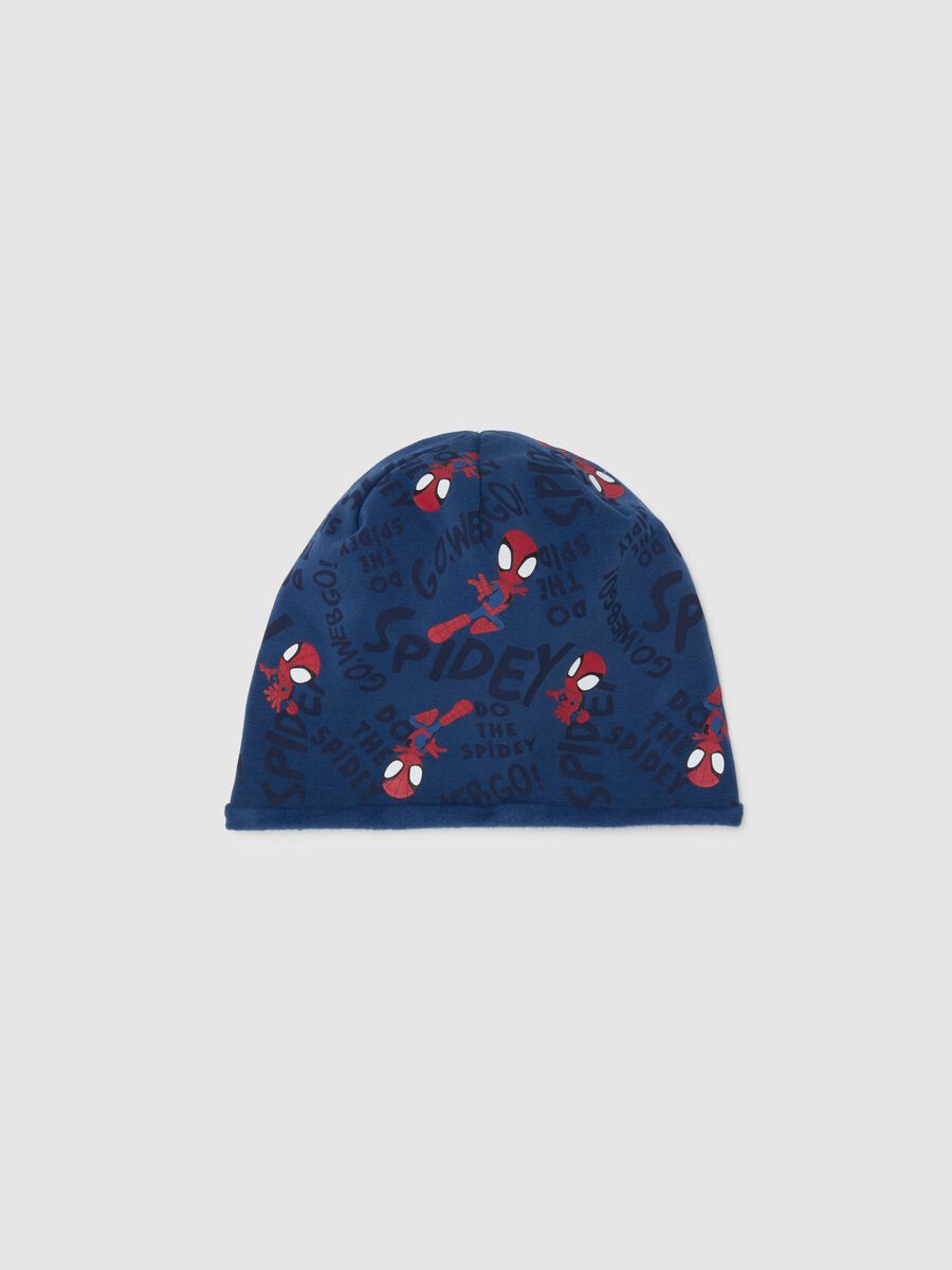 Cappello da neonato in cotone blu elasticizzato_0
