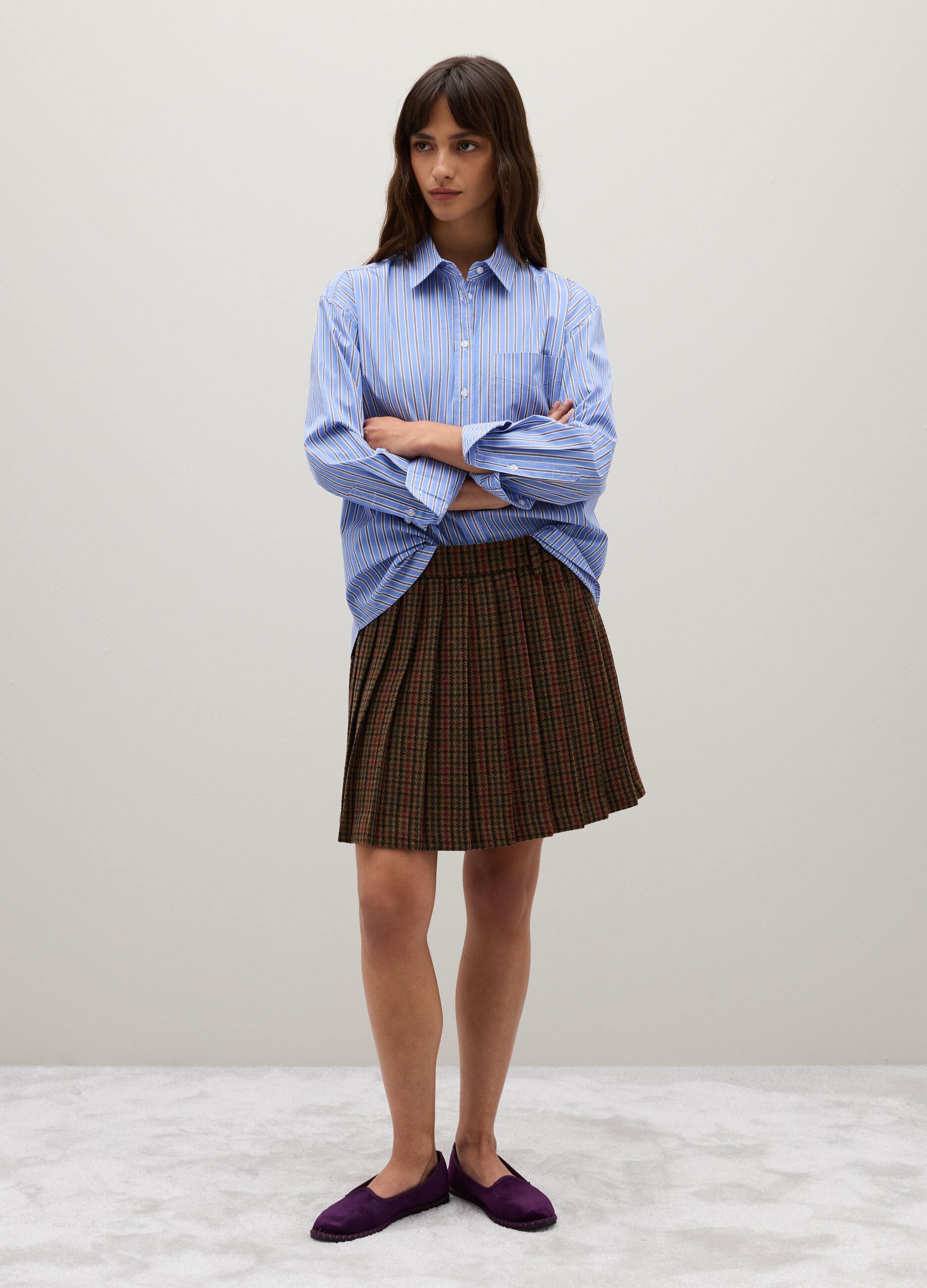 Camicia a righe multicolor in puro cotone regular fit