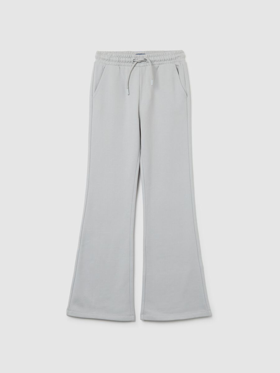 Grey Flare Trousers for Girls in Pure Cotton_0