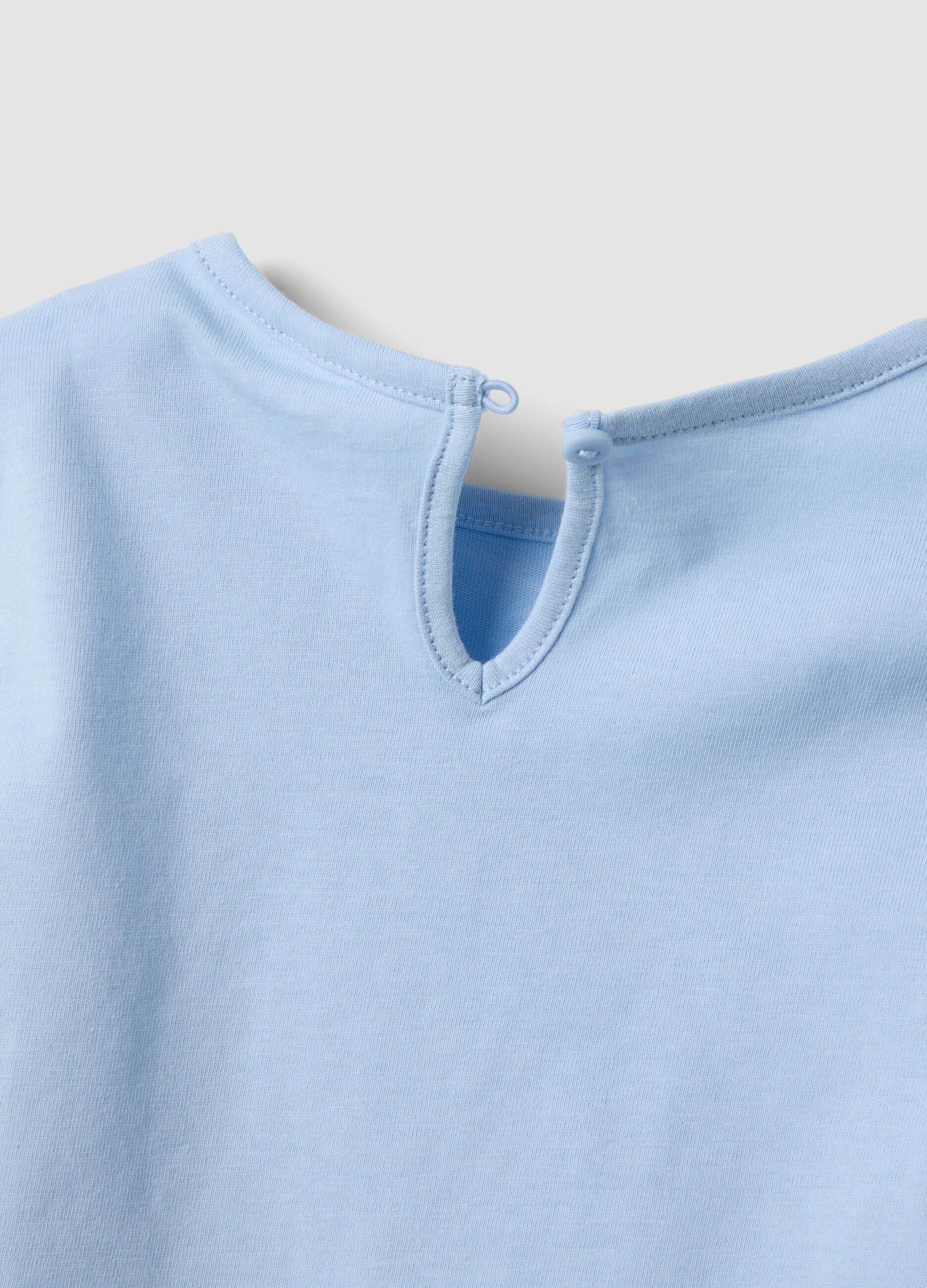 Completo azzurro in puro cotone con t-shirt e leggings per bimba regular fit