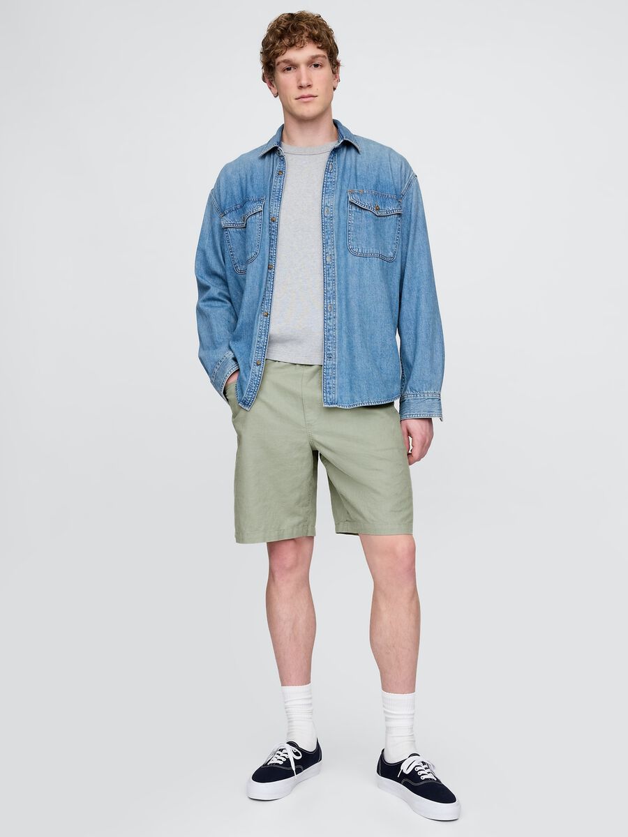 Green Linen and Cotton Shorts by Gap_0
