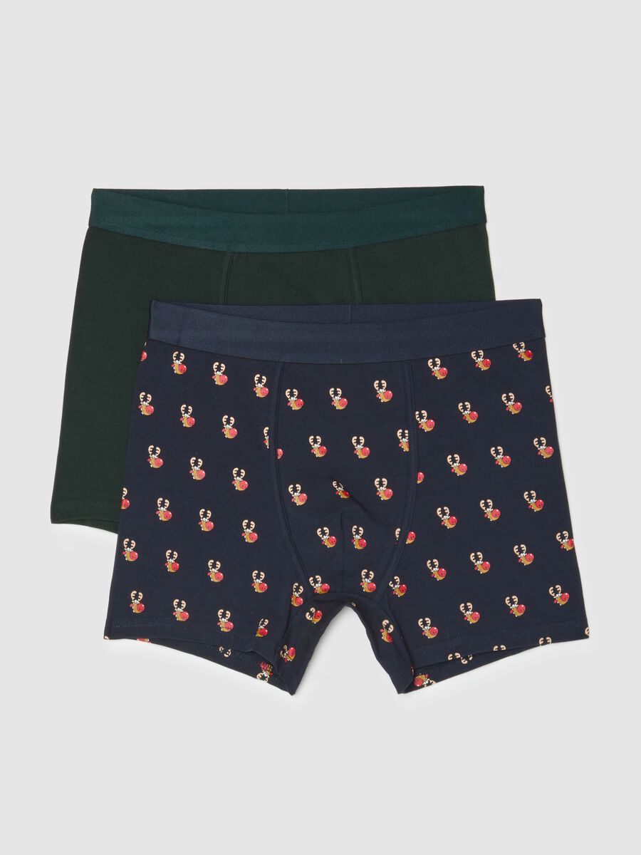 Christmas themed blue stretch cotton regular fit boxers_4