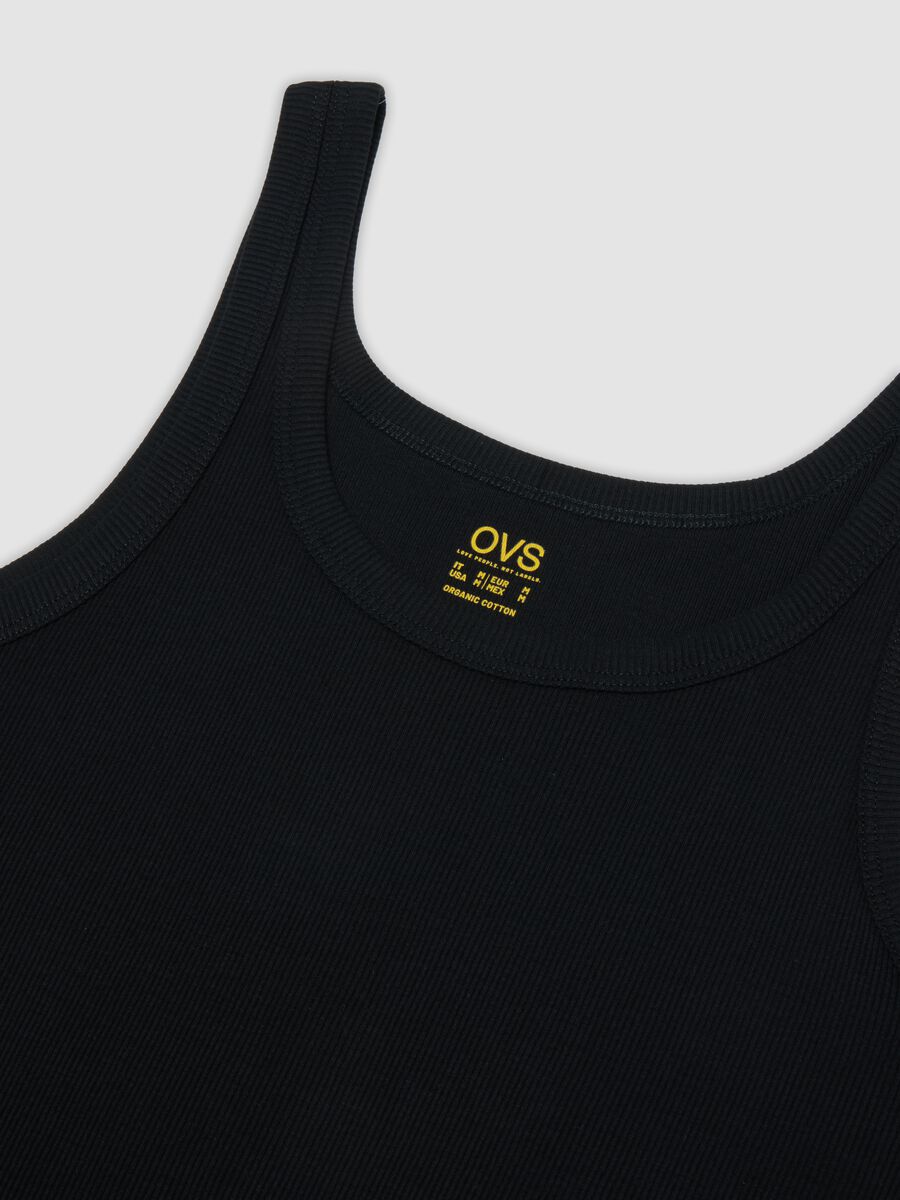 Black pure organic cotton ribbed vest_5
