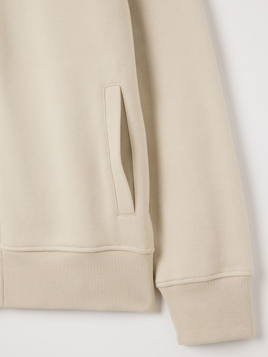 Felpa in misto cotone beige con zip_1