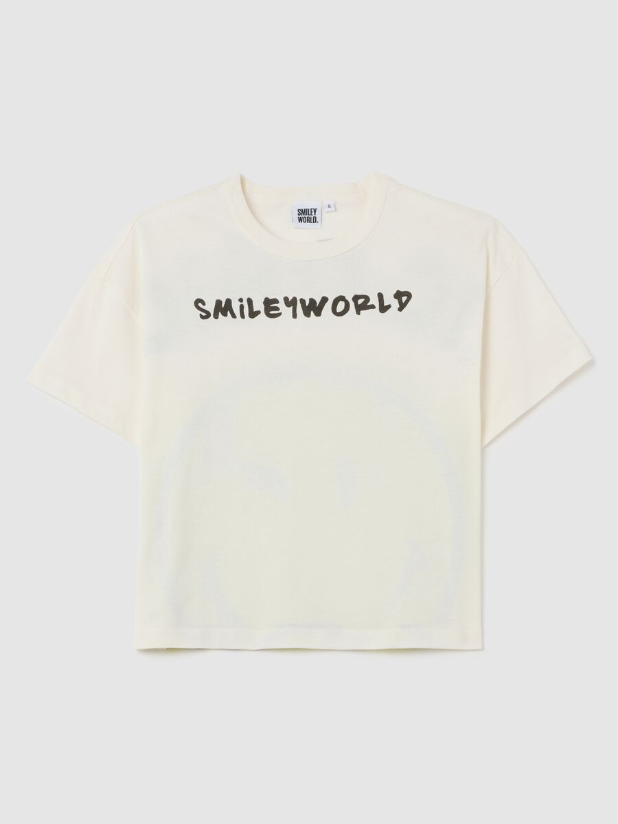 White cotton T-shirt with SmileyWorld print_4