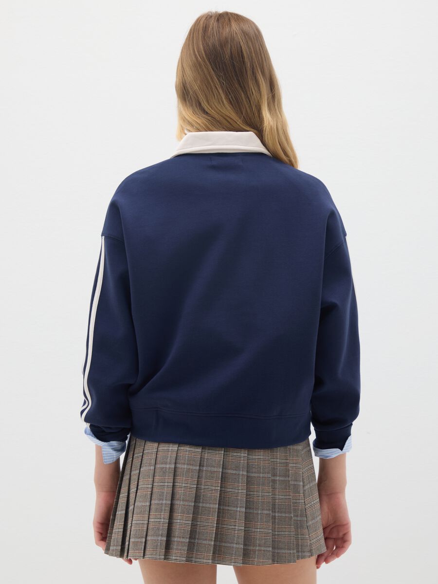 Blue regular fit cotton blend sweatshirt_3