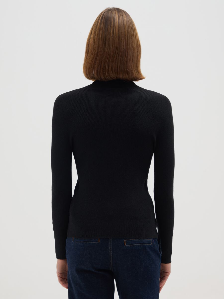 Dolcevita in misto cotone nero regular fit_2