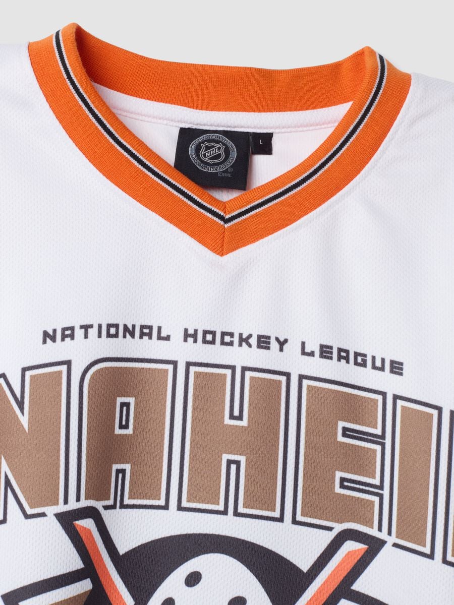 White pure cotton T-shirt with Anaheim Ducks print_1