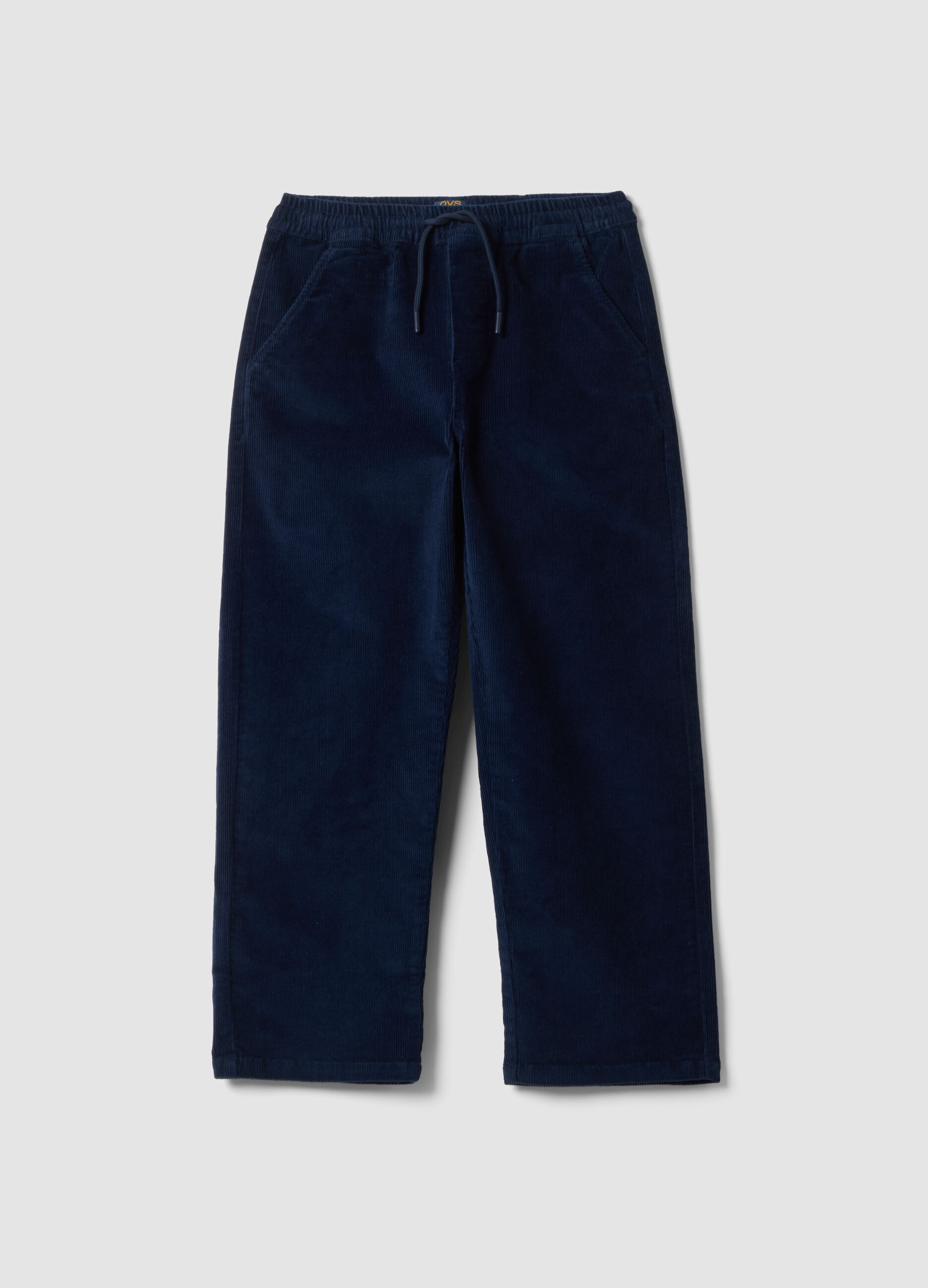 Blue ribbed relaxed-fit joggers in stretch cotton