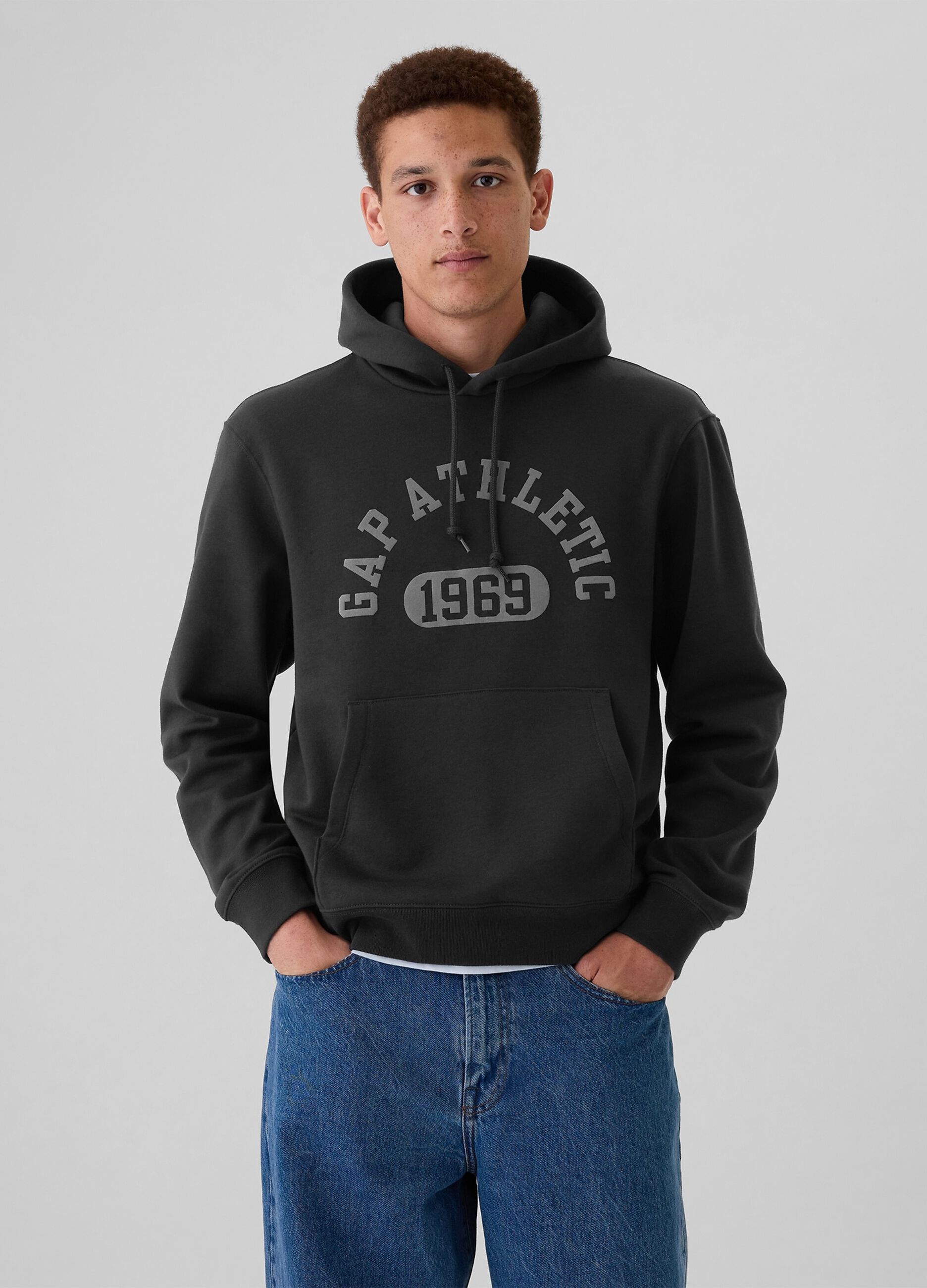 Full-zip sweatshirt with stripe bands and Athletic logo embroidery