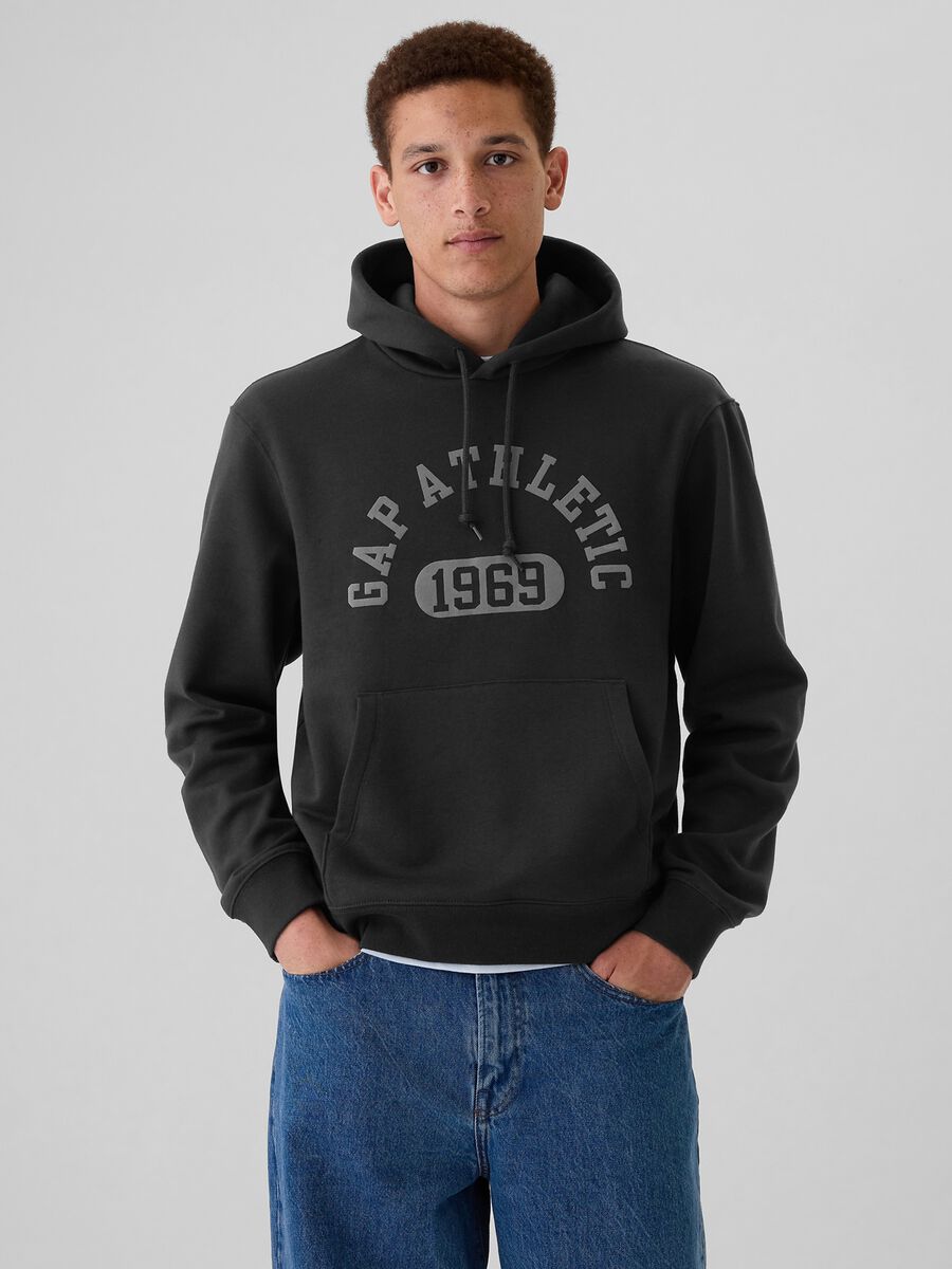 Full-zip sweatshirt with stripe bands and Athletic logo embroidery_0