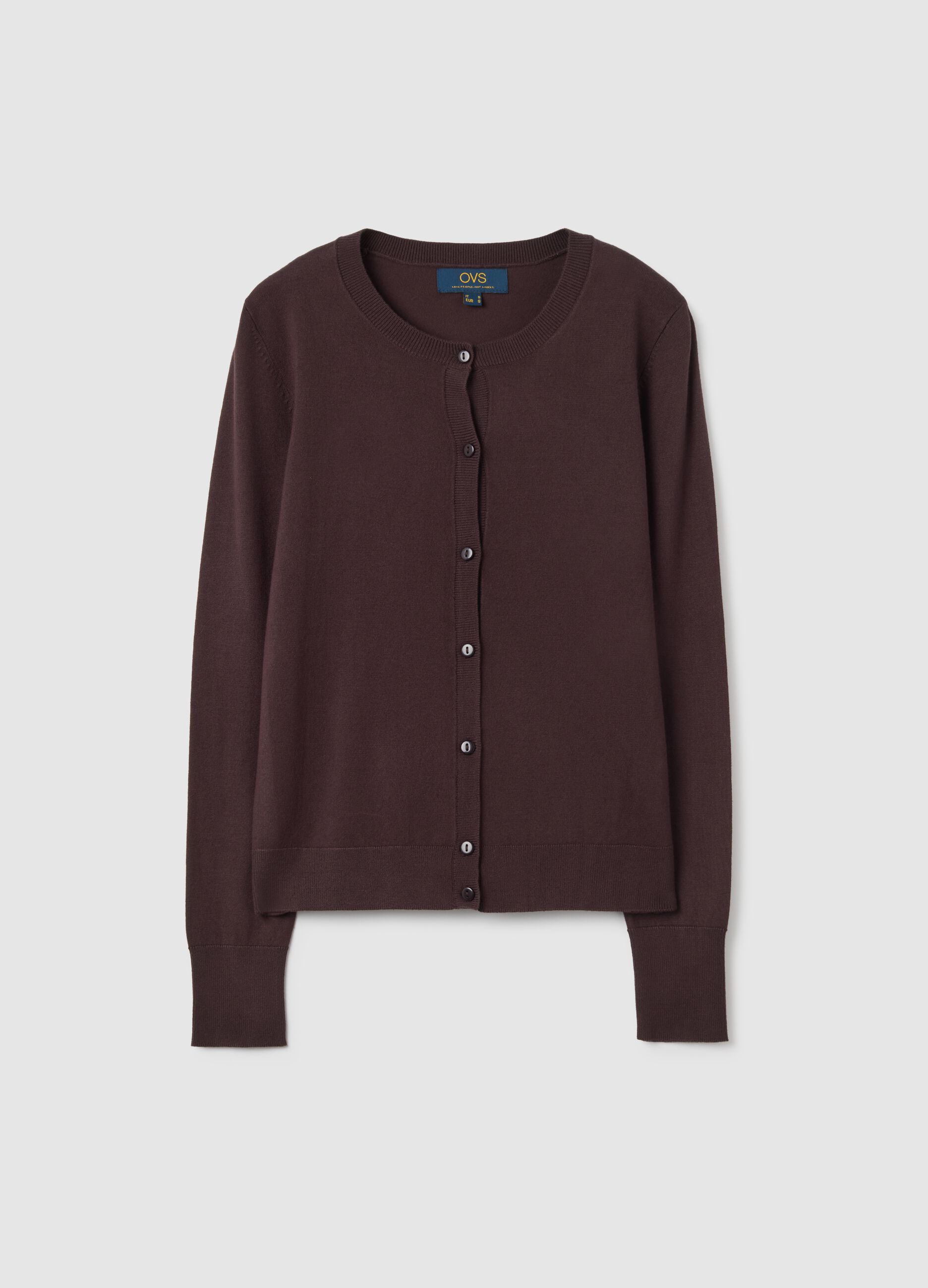 Brown viscose blend cardigan regular fit
