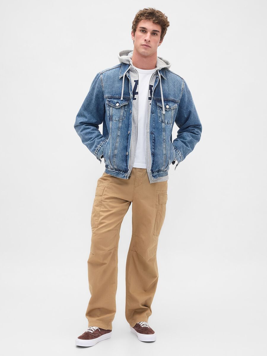 Beige Stretch Cargo Trousers_0