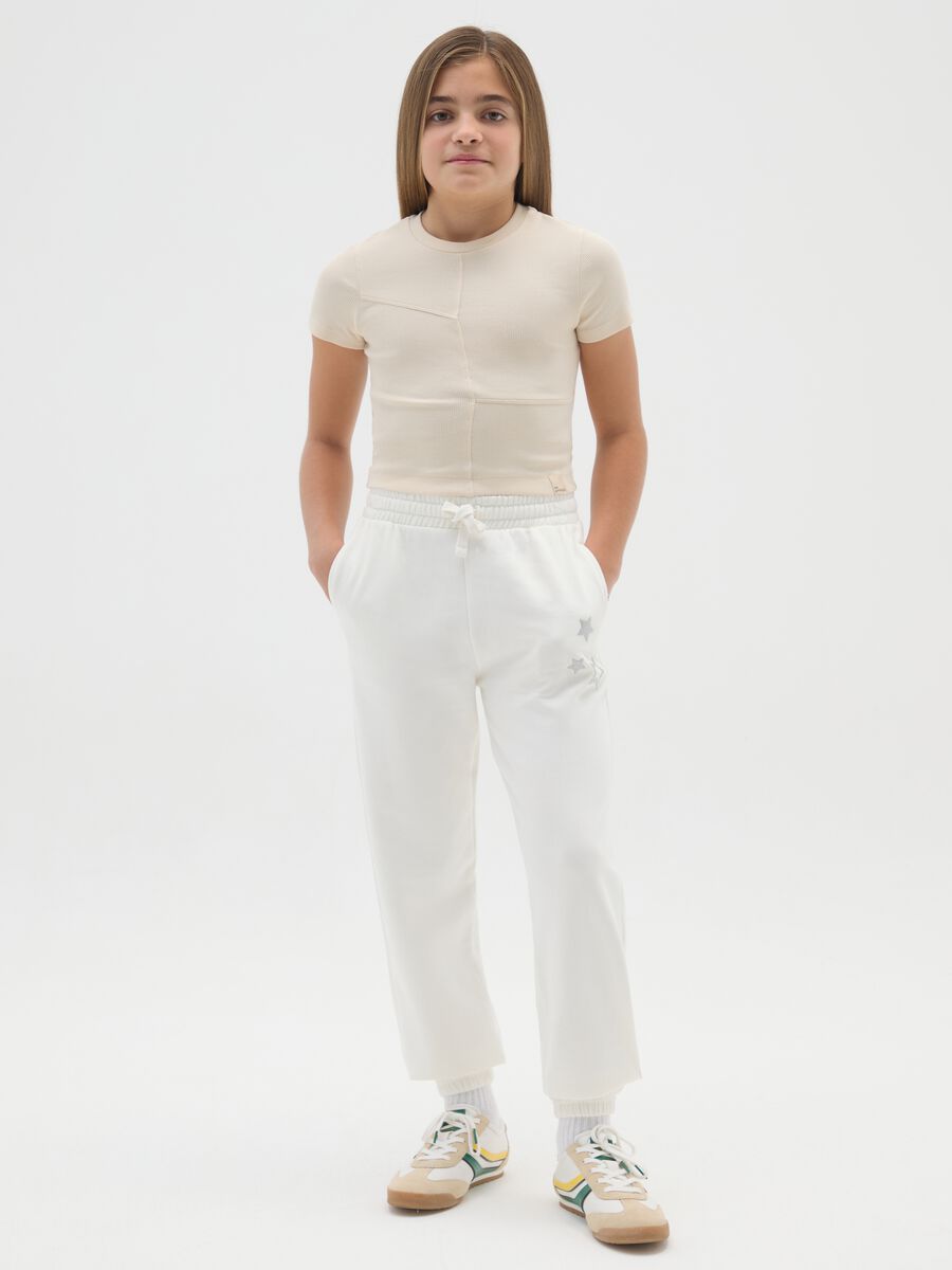Girls' white pure cotton jogger trousers regular fit_0