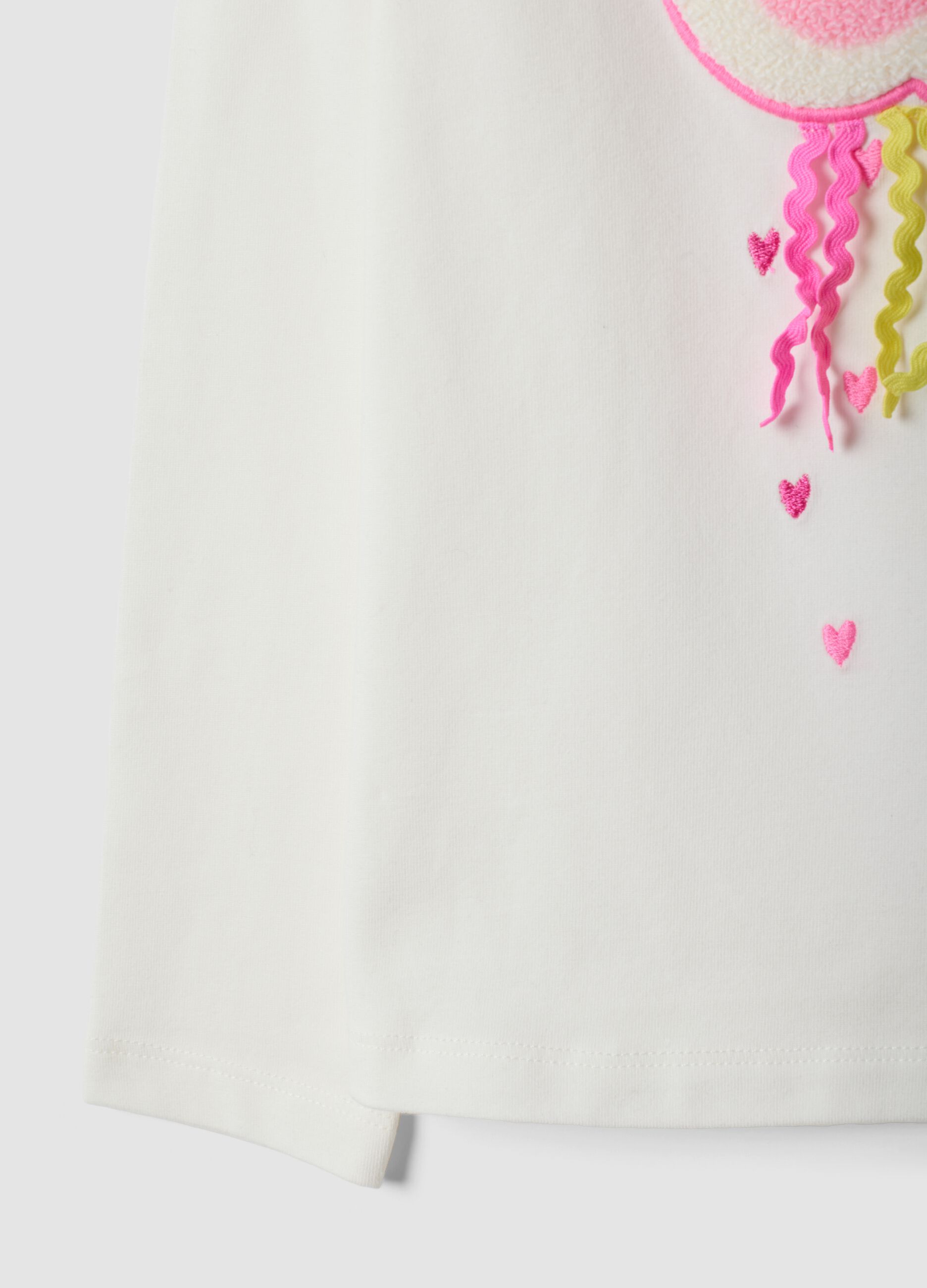 T-shirt bianca in cotone elasticizzato con girocollo