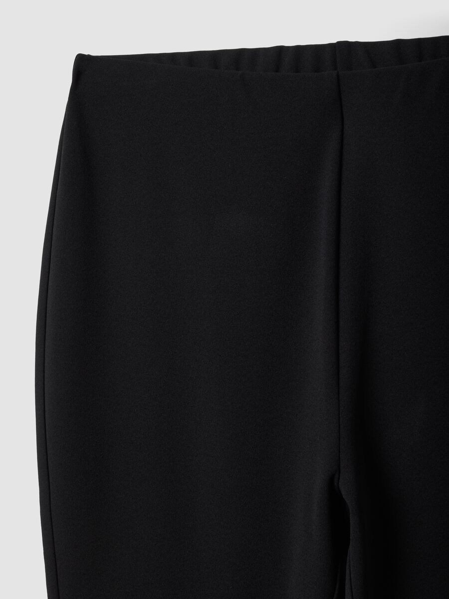 Leggings neri flare in tessuto elasticizzato_1