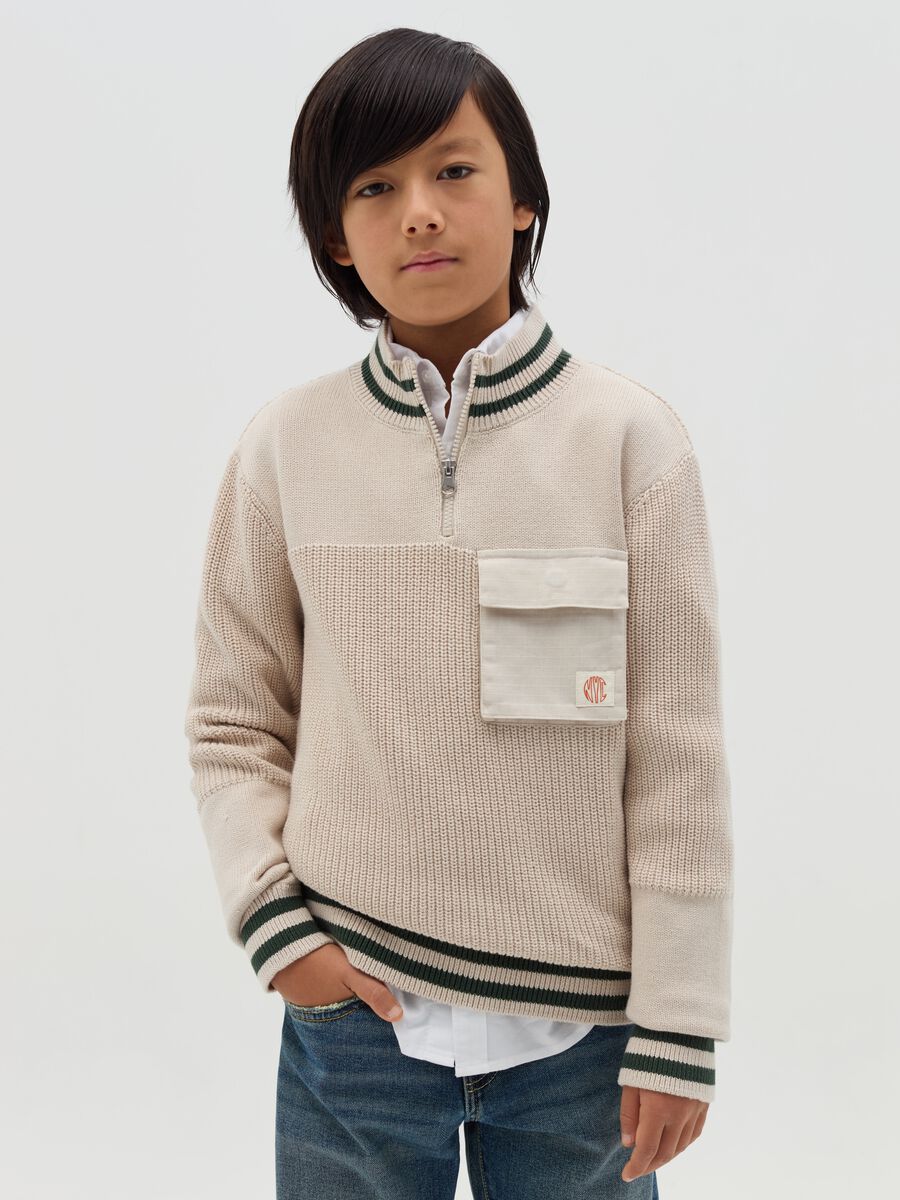 Half-zip, flat-ribbed pullover_0
