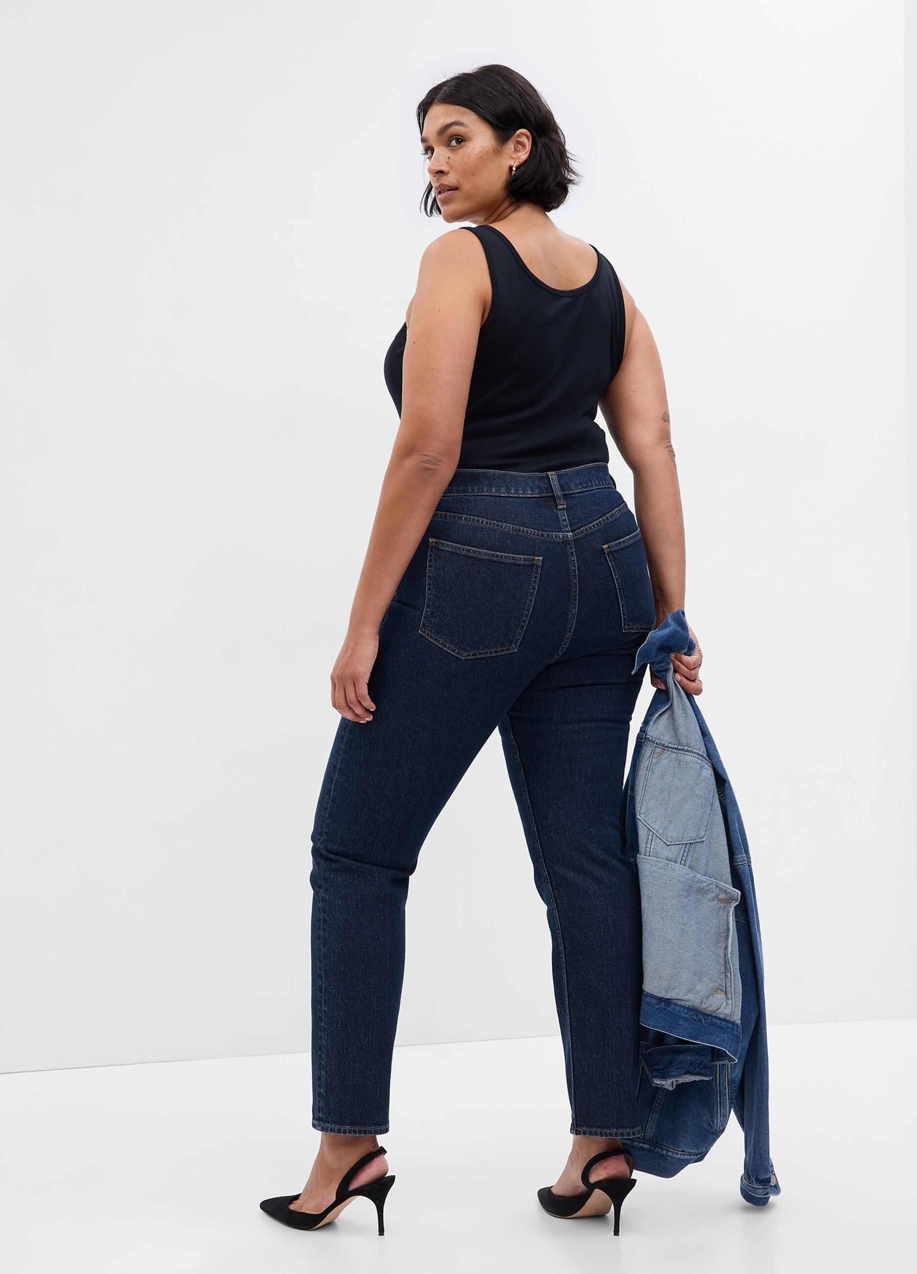 Straight-fit, high-rise jeans