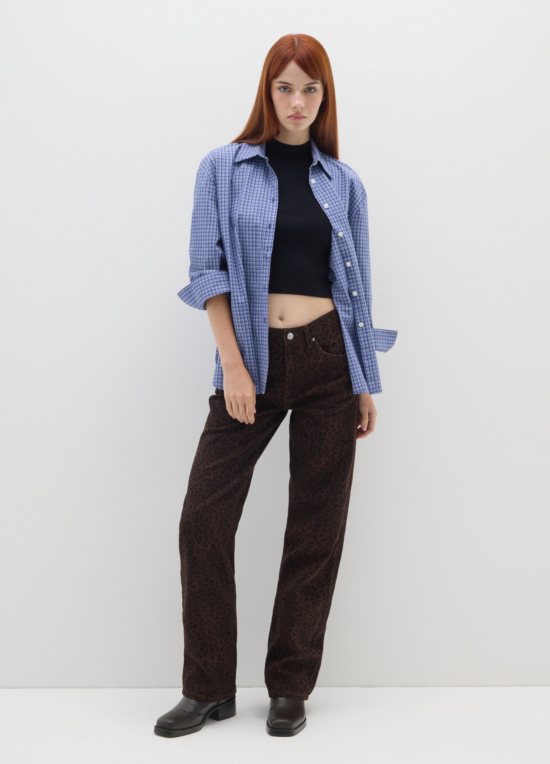 Brown pure cotton baggy jeans