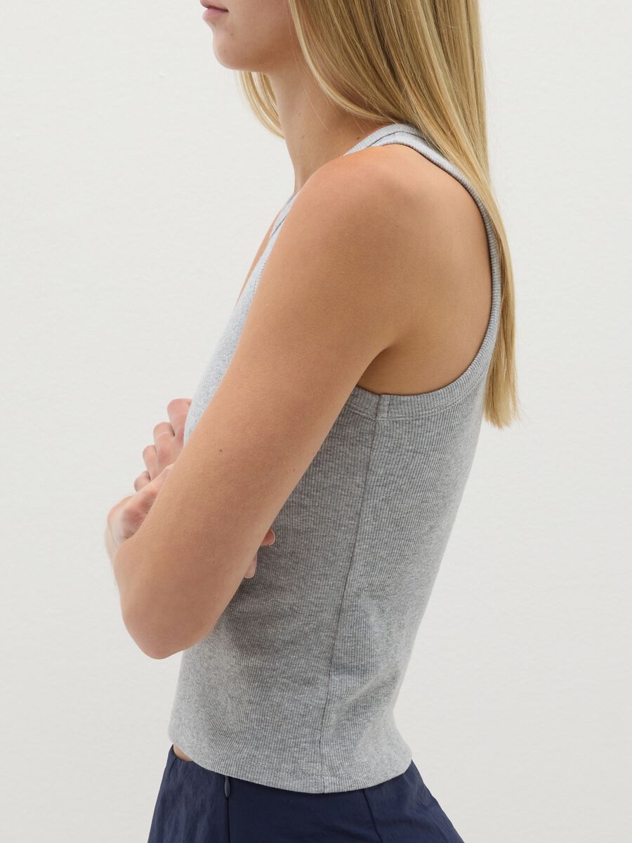 Women's fitted grey cotton blend vest_2