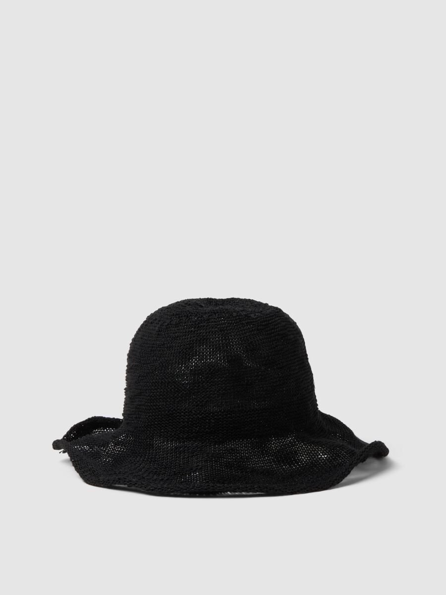 Lightweight black cloche hat in jersey knit_0