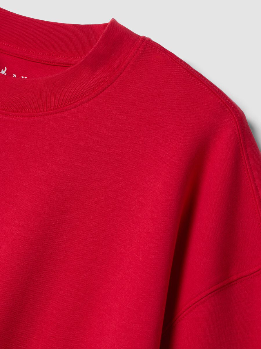 T-shirt rossa girocollo in puro cotone boxy fit_1