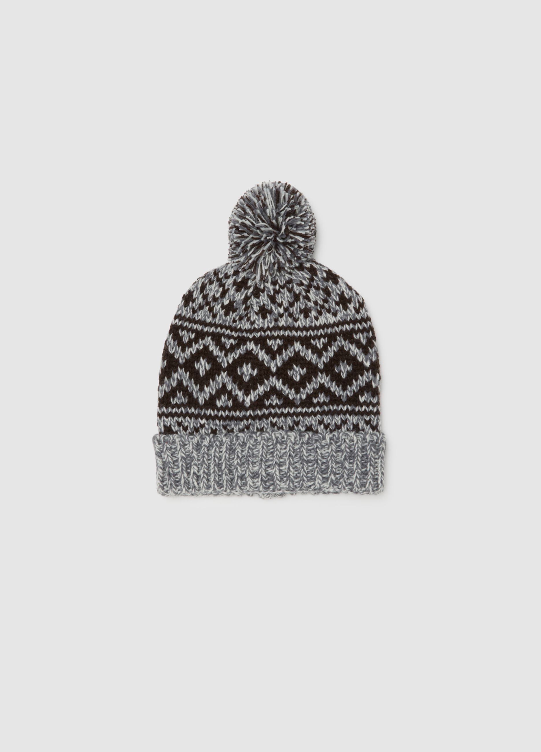 Multicolour Hat with Pompon