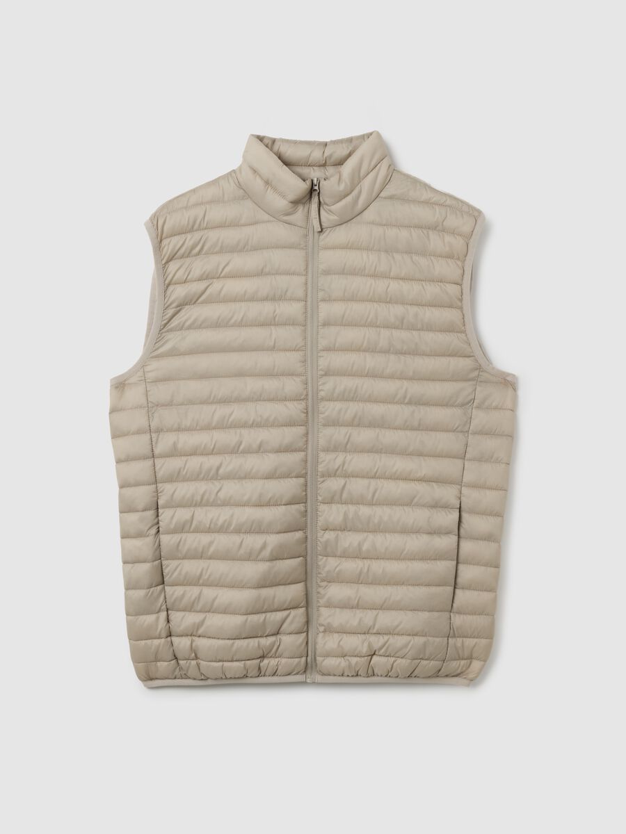 Beige mixed regular fit gilet_0