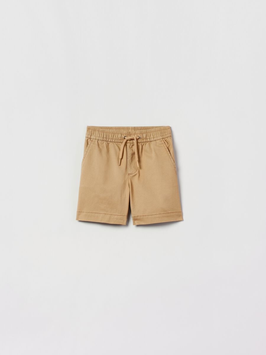 Stretch cotton shorts with drawstring_0