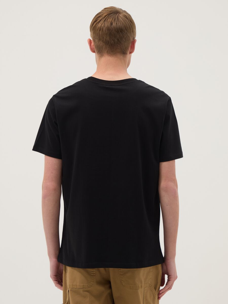 Black pure cotton T-shirt with graphic print_3