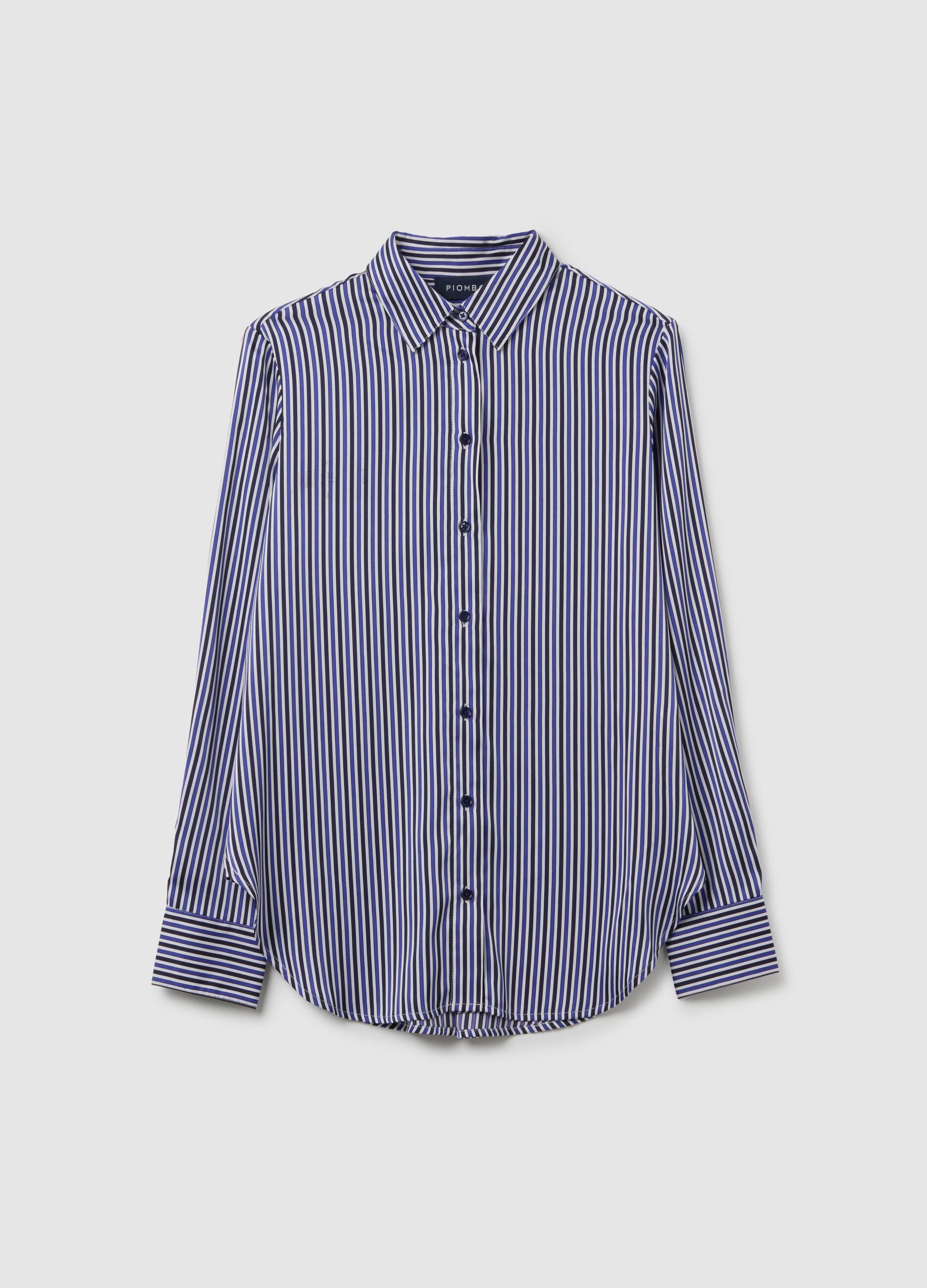 Blue striped shirt in stretch fabric