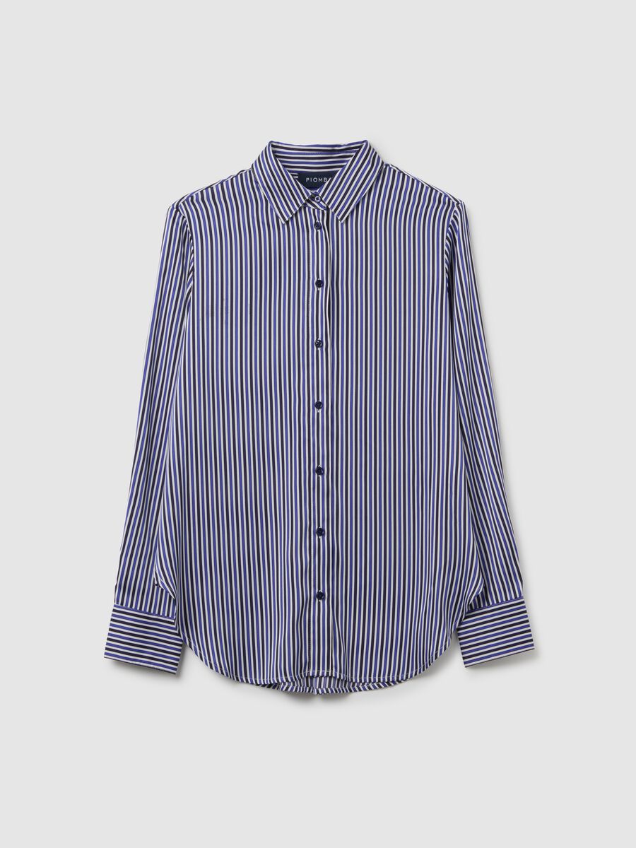 Blue striped shirt in stretch fabric_0
