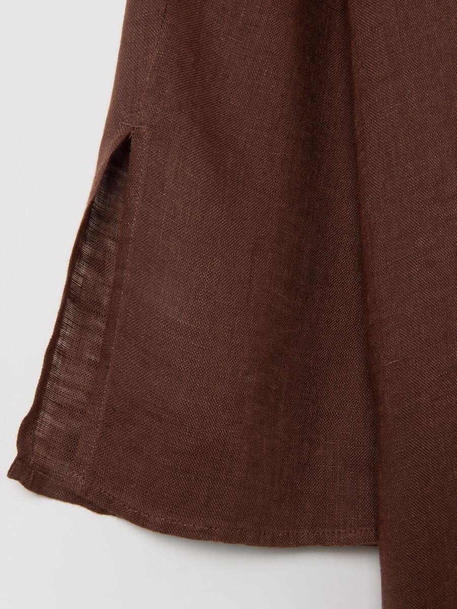 Women's long brown linen oversized shirt_5