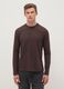 T-shirt marrone a maniche lunghe in cotone elasticizzato regular fit_0